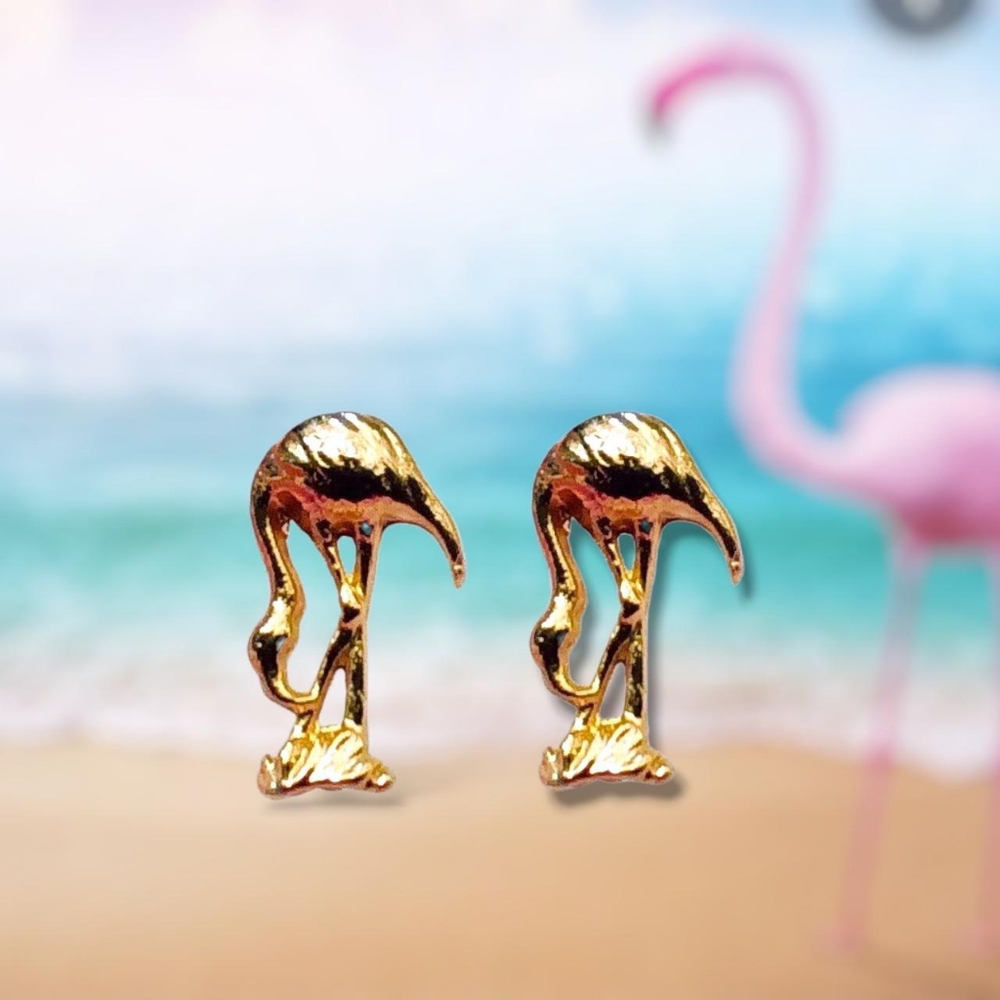 Gold-plated Flamingo Silhouette Stud Earrings